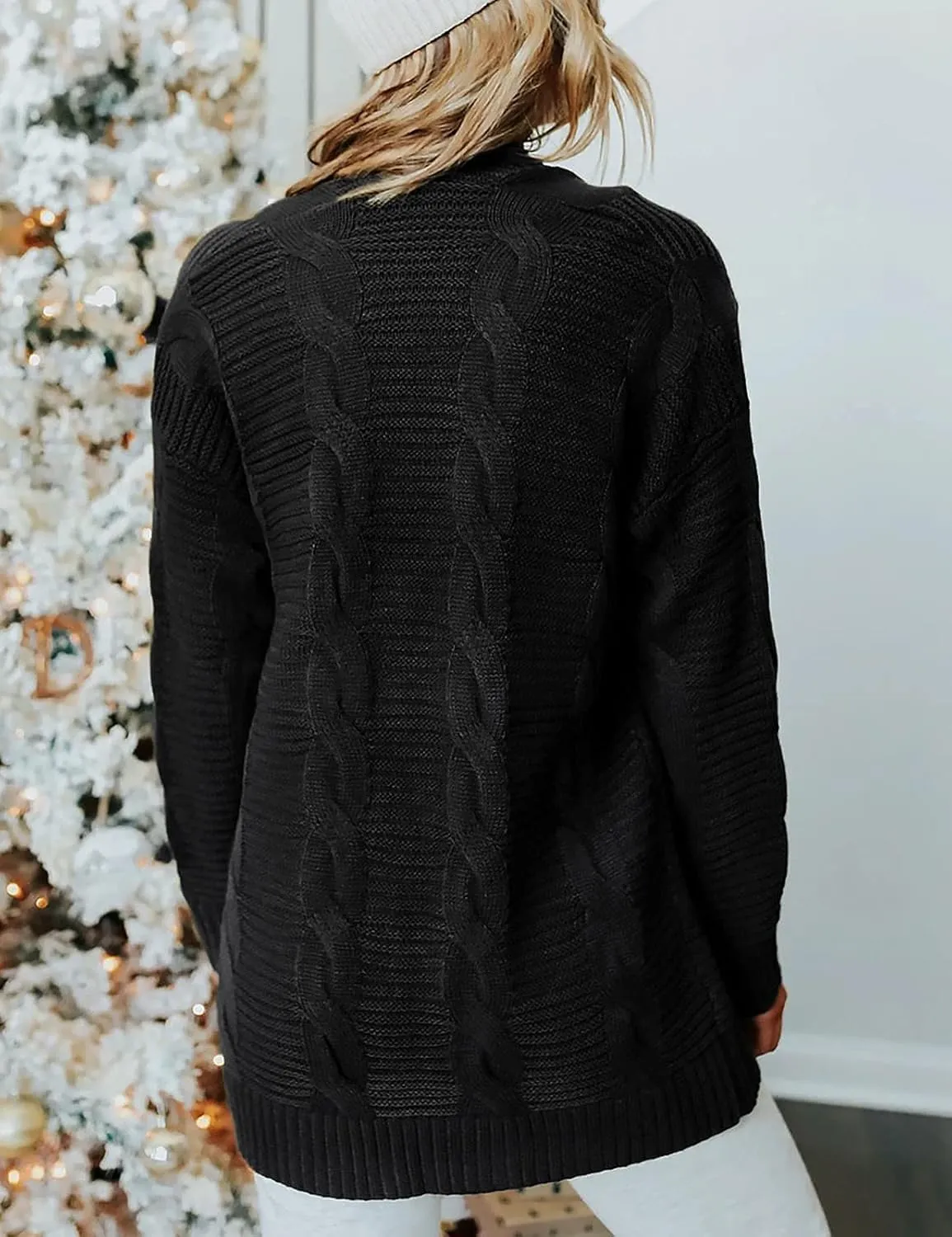 MEROKEETY Women's 2025 Long Sleeve Cable Knit Cardigan Sweaters Open Front Fall Outwear Coat