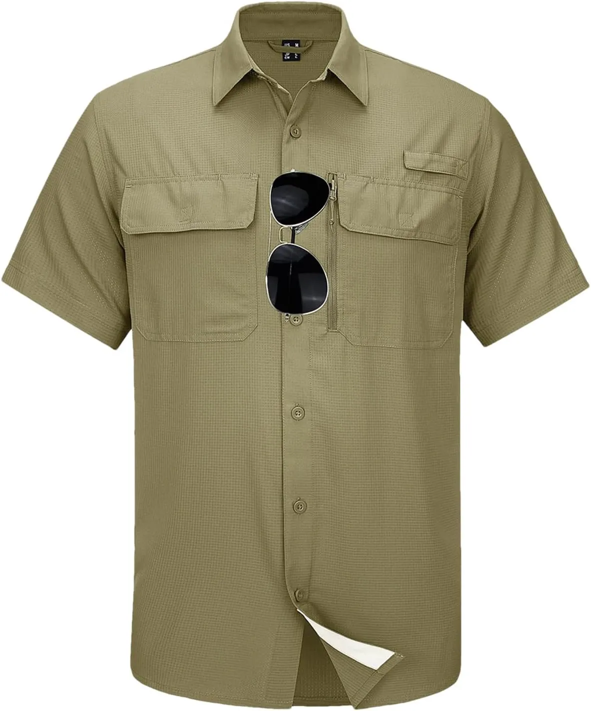 Mesh Breathable Shirt Men's Quick Dry Button Short Sleeves Hiking Fishing Work Cargo Shirts