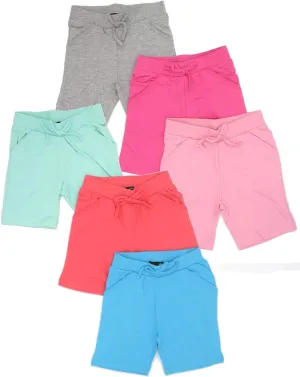 MISS POPULAR Girls 6-Pack Bermuda Short Sizes 4-16 Comfortable Cotton, Elastic Waistband, Bow-Tie, Pockets & Many Colors
