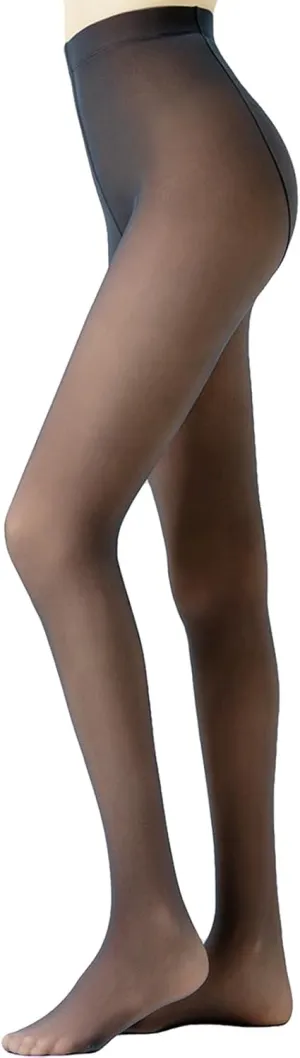 Mivnue Fleece Lined Tights for Women Winter Warm Sheer Black Womens Tights Thermal Thick Fake Translucent Pantyhose