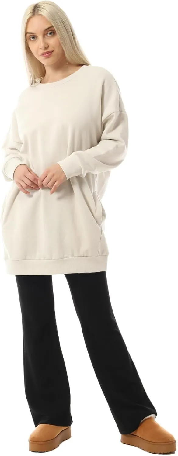 MixMatchy Women's Oversized Sweatshirts Crewneck Long Sleeve Tunic Pullover Fleece Sweater S-3X
