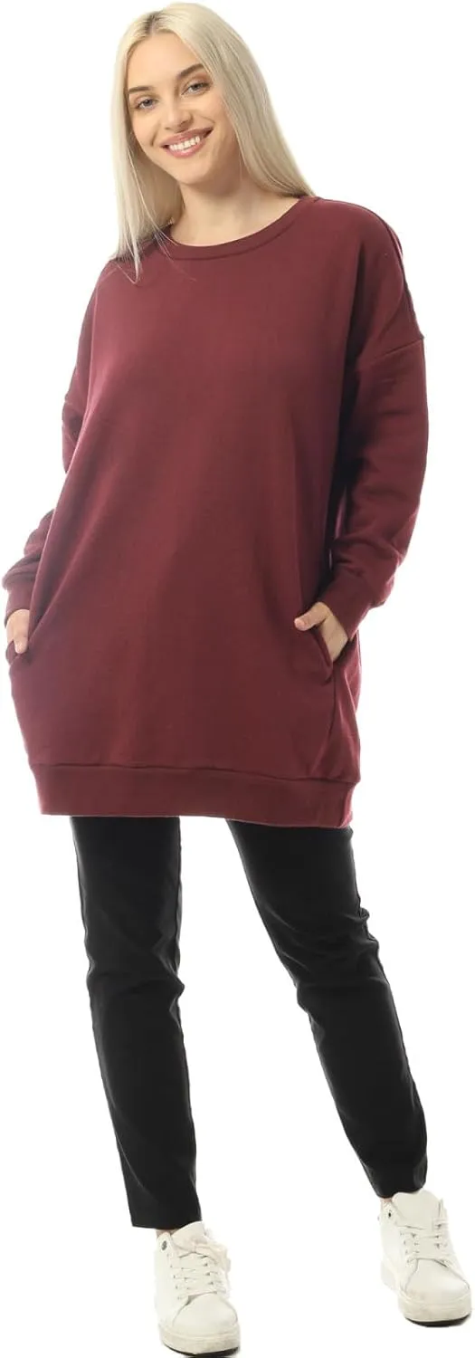 MixMatchy Women's Oversized Sweatshirts Crewneck Long Sleeve Tunic Pullover Fleece Sweater S-3X