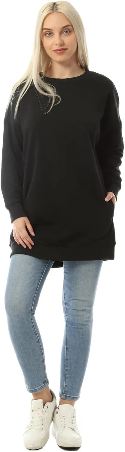 MixMatchy Women's Oversized Sweatshirts Crewneck Long Sleeve Tunic Pullover Fleece Sweater S-3X