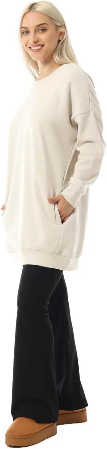 MixMatchy Women's Oversized Sweatshirts Crewneck Long Sleeve Tunic Pullover Fleece Sweater S-3X