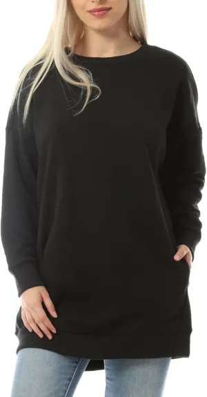 MixMatchy Women's Oversized Sweatshirts Crewneck Long Sleeve Tunic Pullover Fleece Sweater S-3X