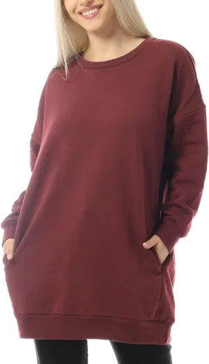 MixMatchy Women's Oversized Sweatshirts Crewneck Long Sleeve Tunic Pullover Fleece Sweater S-3X