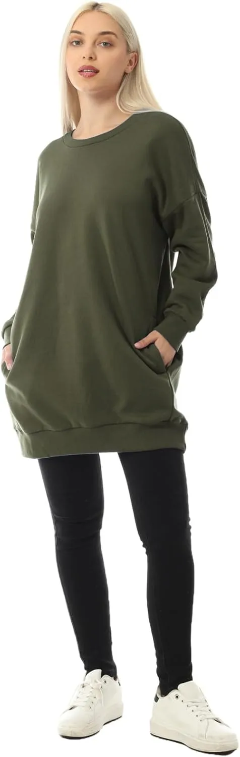 MixMatchy Women's Oversized Sweatshirts Crewneck Long Sleeve Tunic Pullover Fleece Sweater S-3X