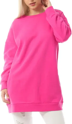 MixMatchy Women's Oversized Sweatshirts Crewneck Long Sleeve Tunic Pullover Fleece Sweater S-3X