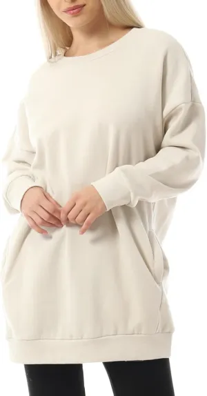 MixMatchy Women's Oversized Sweatshirts Crewneck Long Sleeve Tunic Pullover Fleece Sweater S-3X