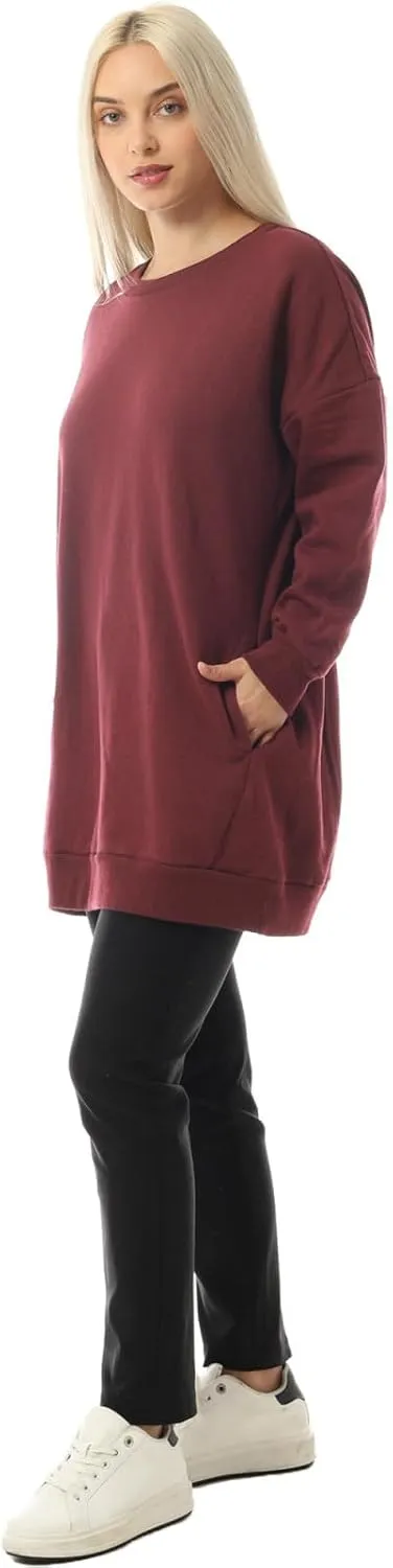 MixMatchy Women's Oversized Sweatshirts Crewneck Long Sleeve Tunic Pullover Fleece Sweater S-3X