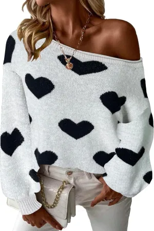 Mokayee Womens Long Sleeve Fall Sexy Casual Off The Shoulder Loose Fit Batwing Asymmetrical Pullover Sweater