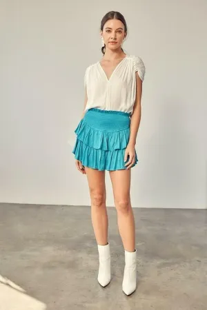 Monaco Jade Blue Ruffle Skirt