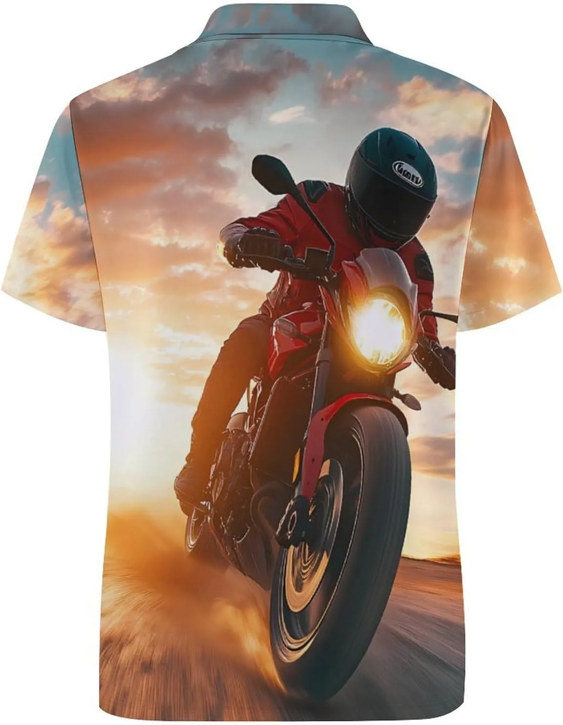 Motocross Dirt Bike Sunset Slim Fit Men's Short Sleeve Polo Shirts Quick-Dry Breathable Golf T-Shirt Tops