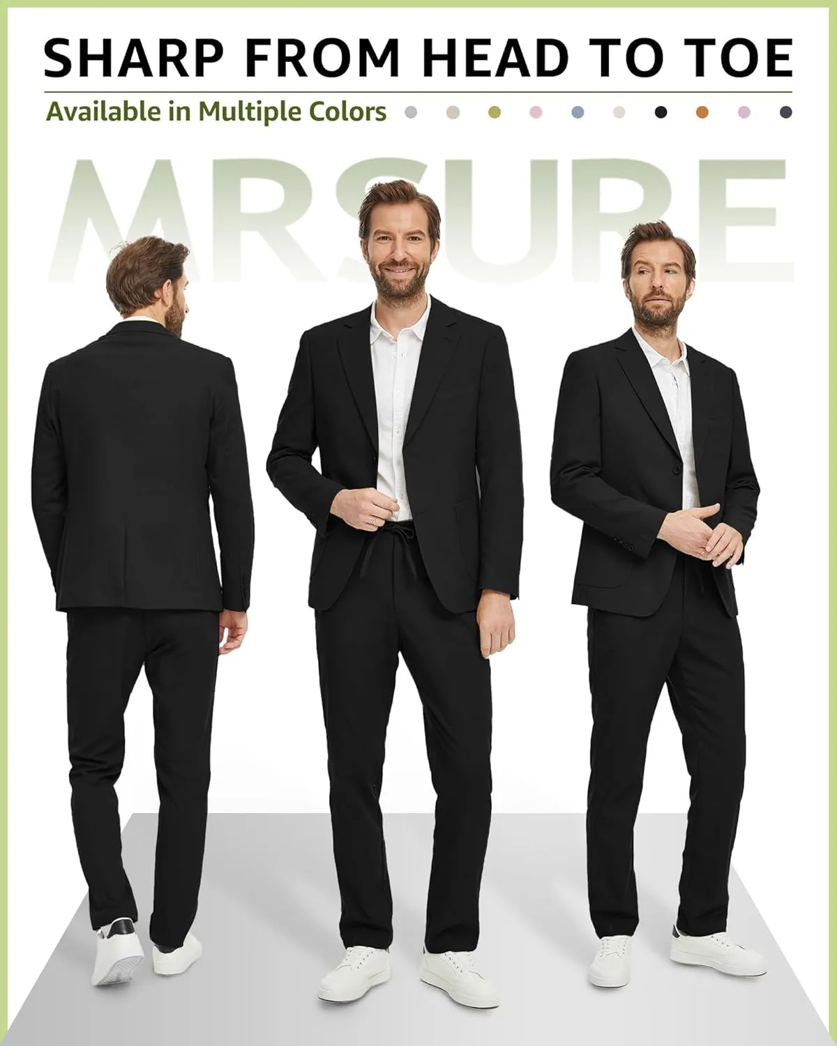 MrSure Men's 2-Piece Regular Fit Linen Suit, Two Buttons Lightweight Jacket and Pants for Prom, Beach Wedding, Casual, Summer