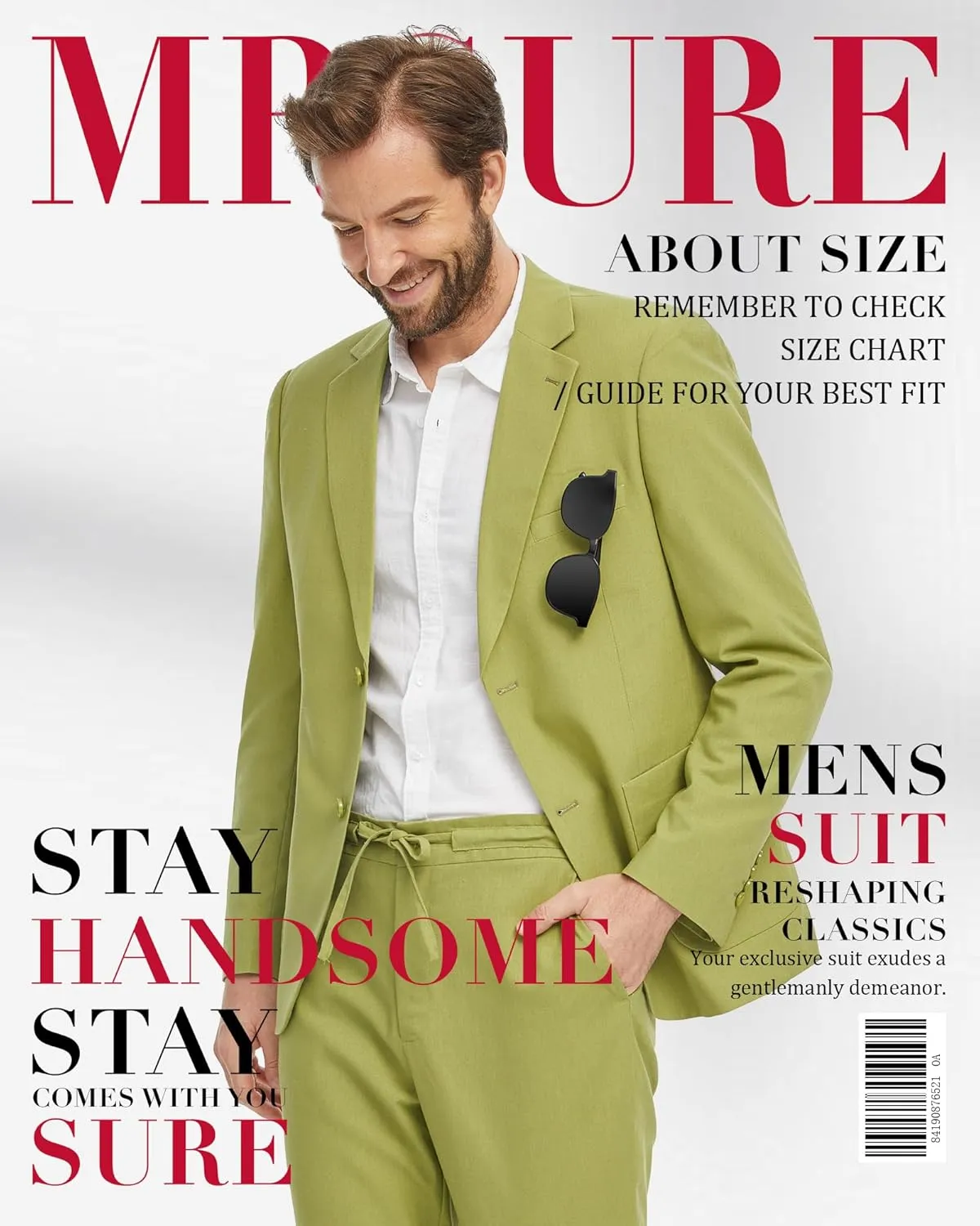 MrSure Men's 2-Piece Regular Fit Linen Suit, Two Buttons Lightweight Jacket and Pants for Prom, Beach Wedding, Casual, Summer