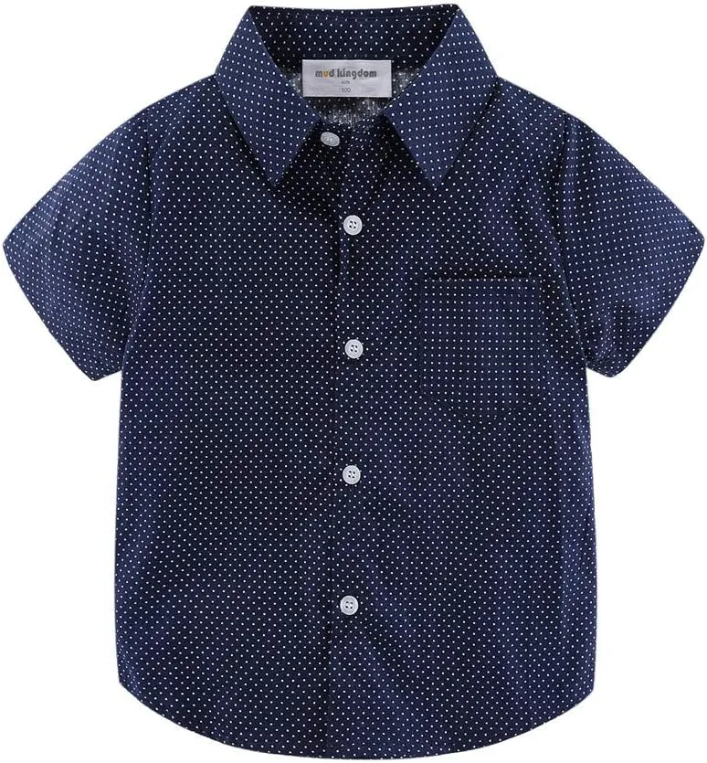 Mud Kingdom Little Boys Dress Shirts Short Sleeve Cute Summer