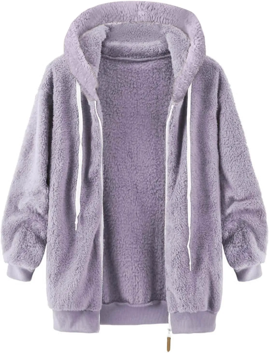 Muyise Women Oversized Sherpa Jackets Winter Warm Fuzzy Fleece Jackets Fluffy Full Zip Up Coat Outwear with Pockets