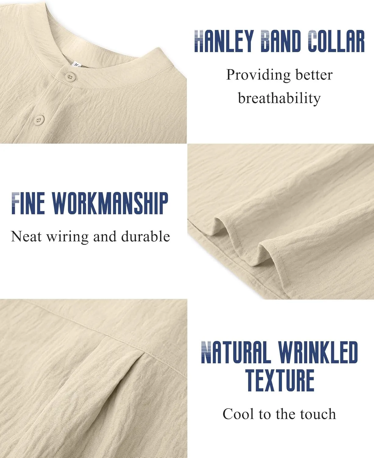 Neer 2 Pack Big and Tall Shirts for Men Casual Button Short Sleeve Henley T Shirt Band Collar Plus Size Top Beach Tee