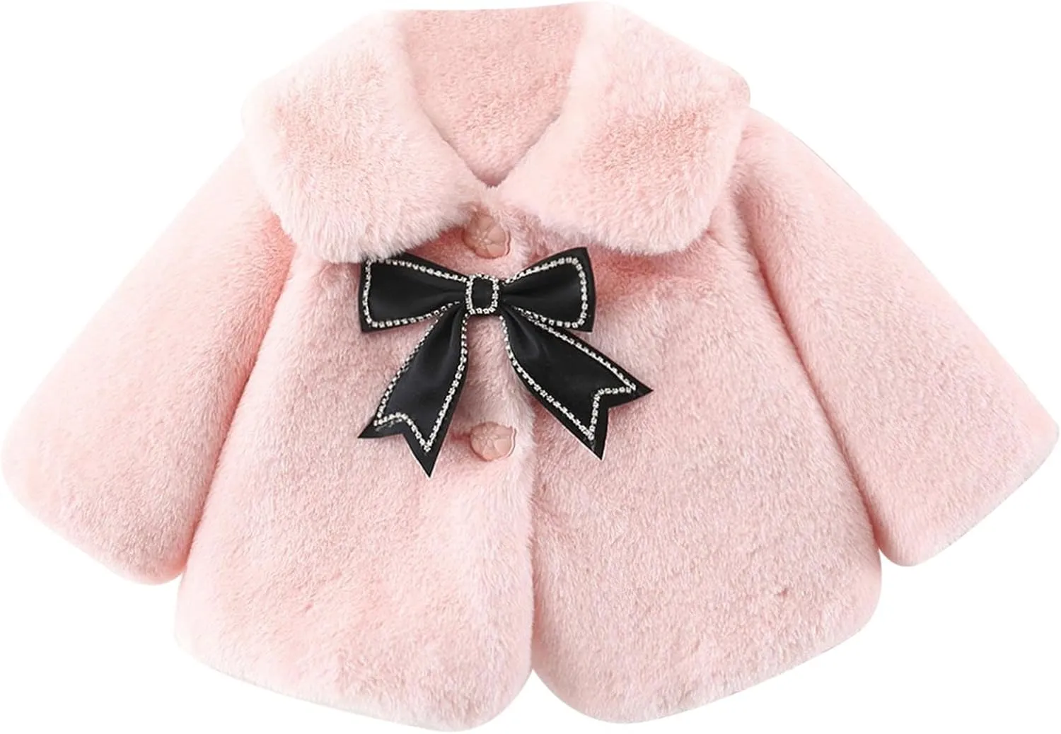 Newborn Baby Girls Warm Cloak Coat Cute Winter Furry Cape Jacket Fluffy Fleece Outwear Long Sleeve Sweet Outfit with Bowknot
