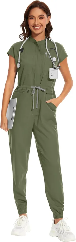 niaahinn Women Scrubs Sumpsiut - Comfortable Women's Medical Scrub Set Soft Stretch Jogger Scrub