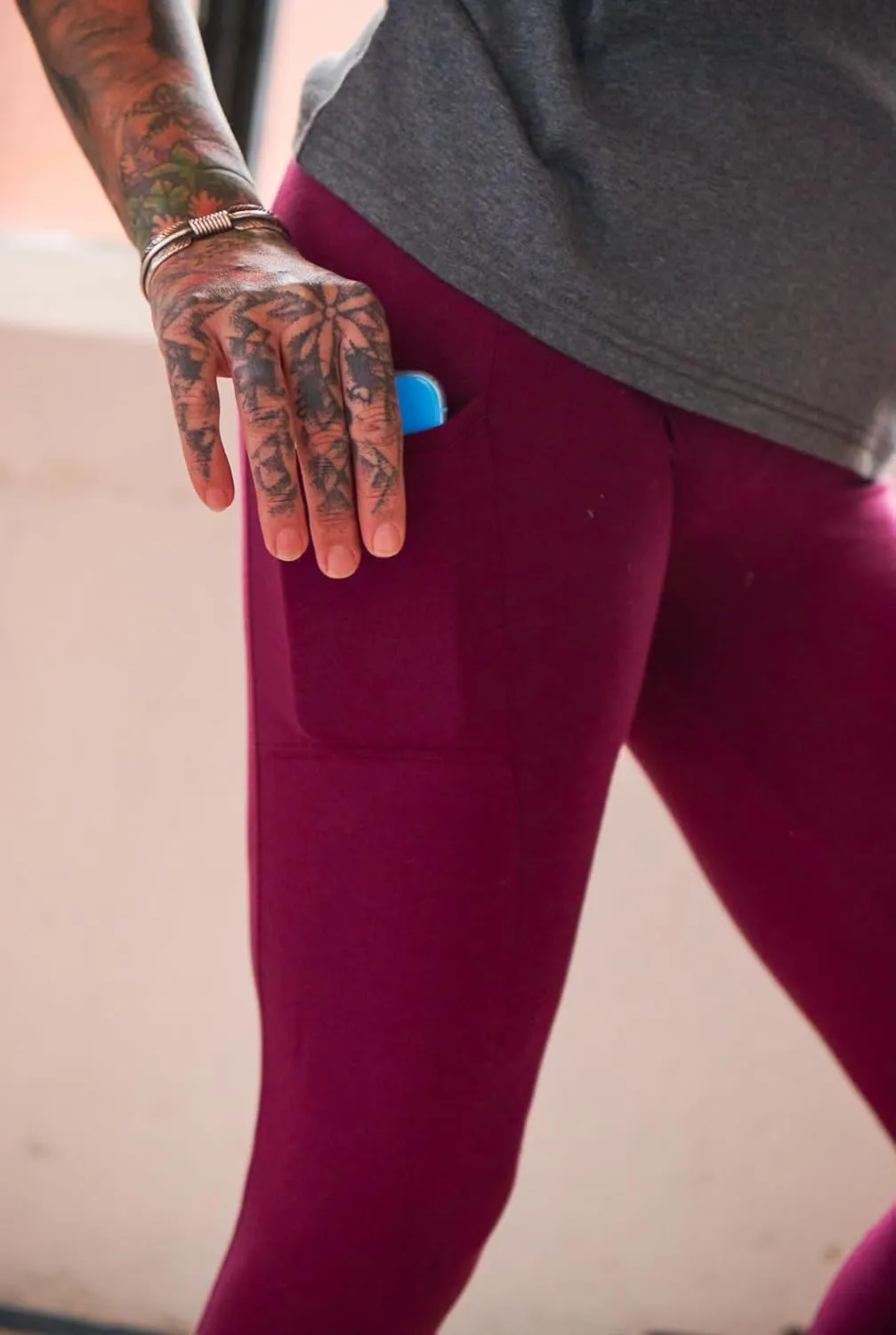 No Nonsense Women's Soft Cotton Leggings with Side Pockets Workout Stretch Pull On Pants