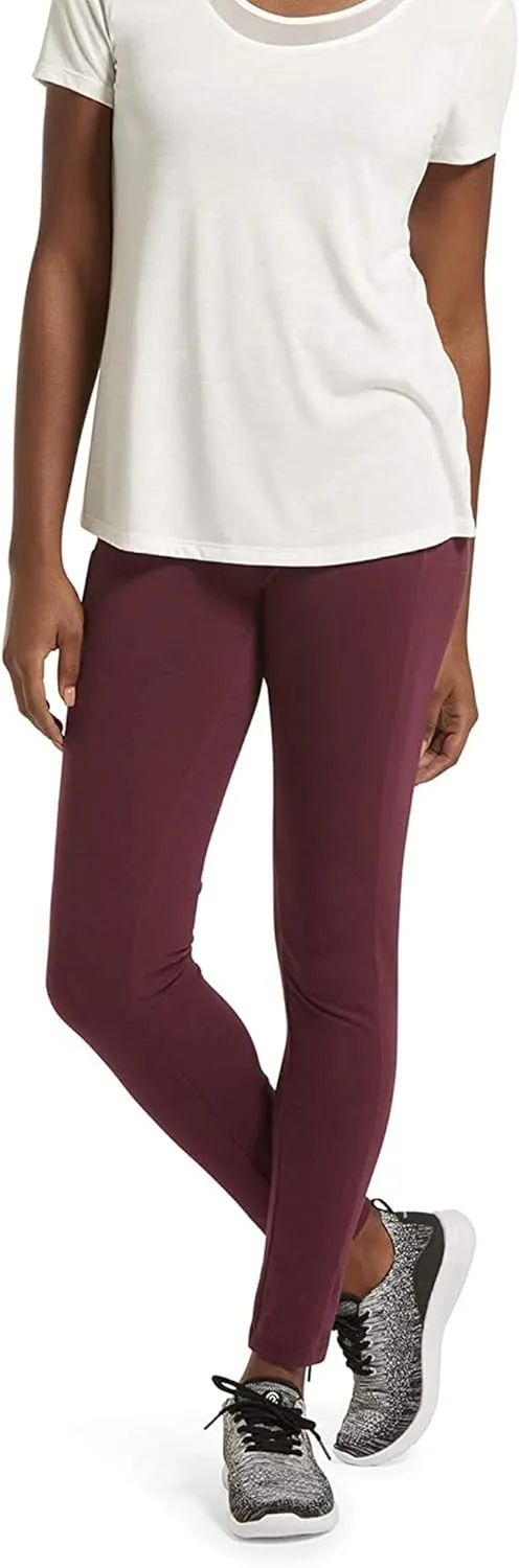 No Nonsense Women's Soft Cotton Leggings with Side Pockets Workout Stretch Pull On Pants