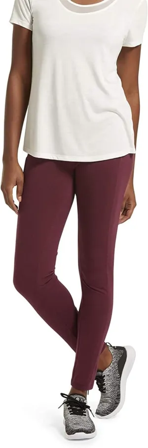 No Nonsense Women's Soft Cotton Leggings with Side Pockets Workout Stretch Pull On Pants