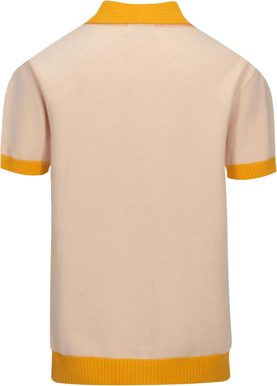 OXKNIT Mens Casual 60s Retro Geometric Knitted Short Sleeve Vintage Button Down Golf Polo