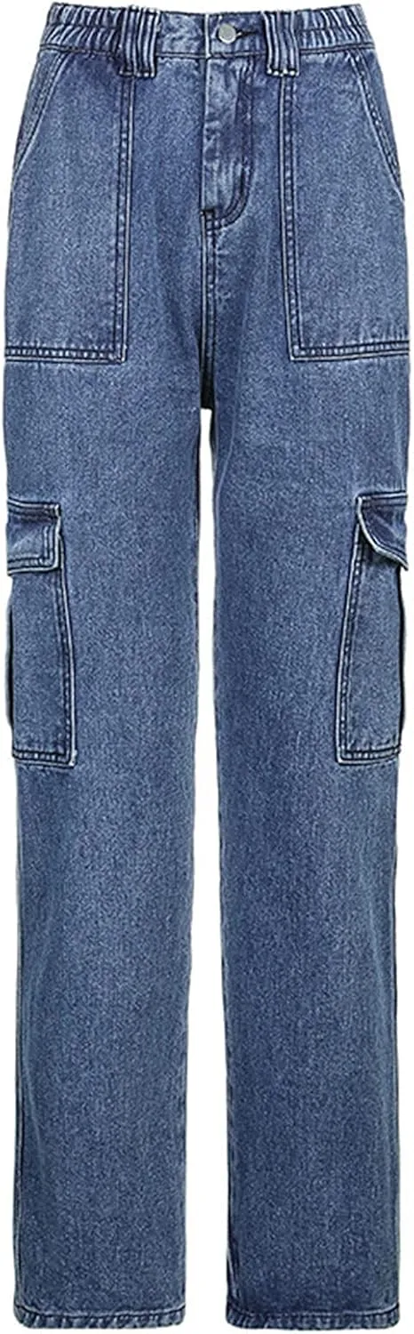 Pants Solid Color Waist Slim Elastic Women High Patchwork Button Jeans Black Wide Leg Pants for Women Jeans