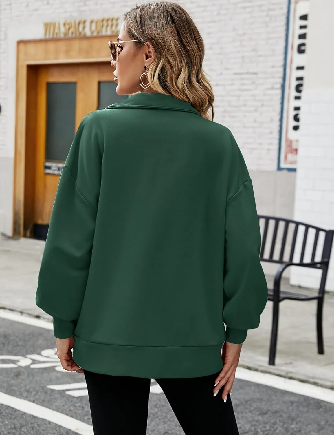 PEHMEA Womens Oversized Half Zip Pullover Long Sleeve Sweatshirt Quarter Zip Hoodie Trendy Sweater Fall Y2K Clothes