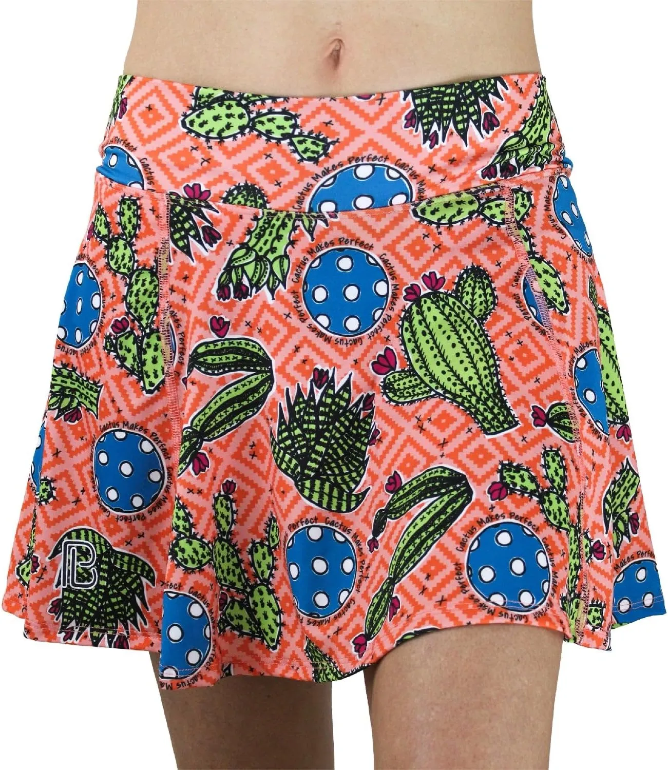 Pickleball Skort Cactus 1 A-Line Skort, Cactus Print Sportswear, Soft and Comfortable
