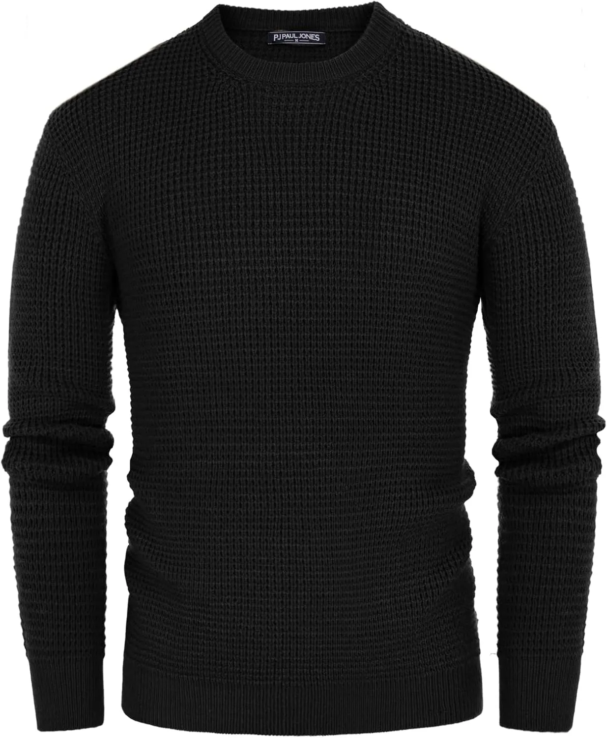 PJ PAUL JONES Mens Crewneck Pullover Sweater Waffle Textured Long Sleeve Knitted Sweaters