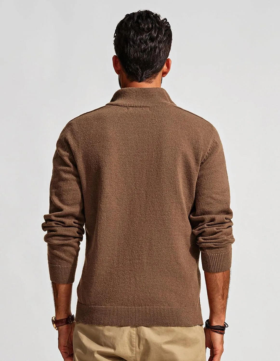 PJ PAUL JONES Mens Quarter Zip Pullover Sweaters Casual Slim Fit Knit Texture Sweater