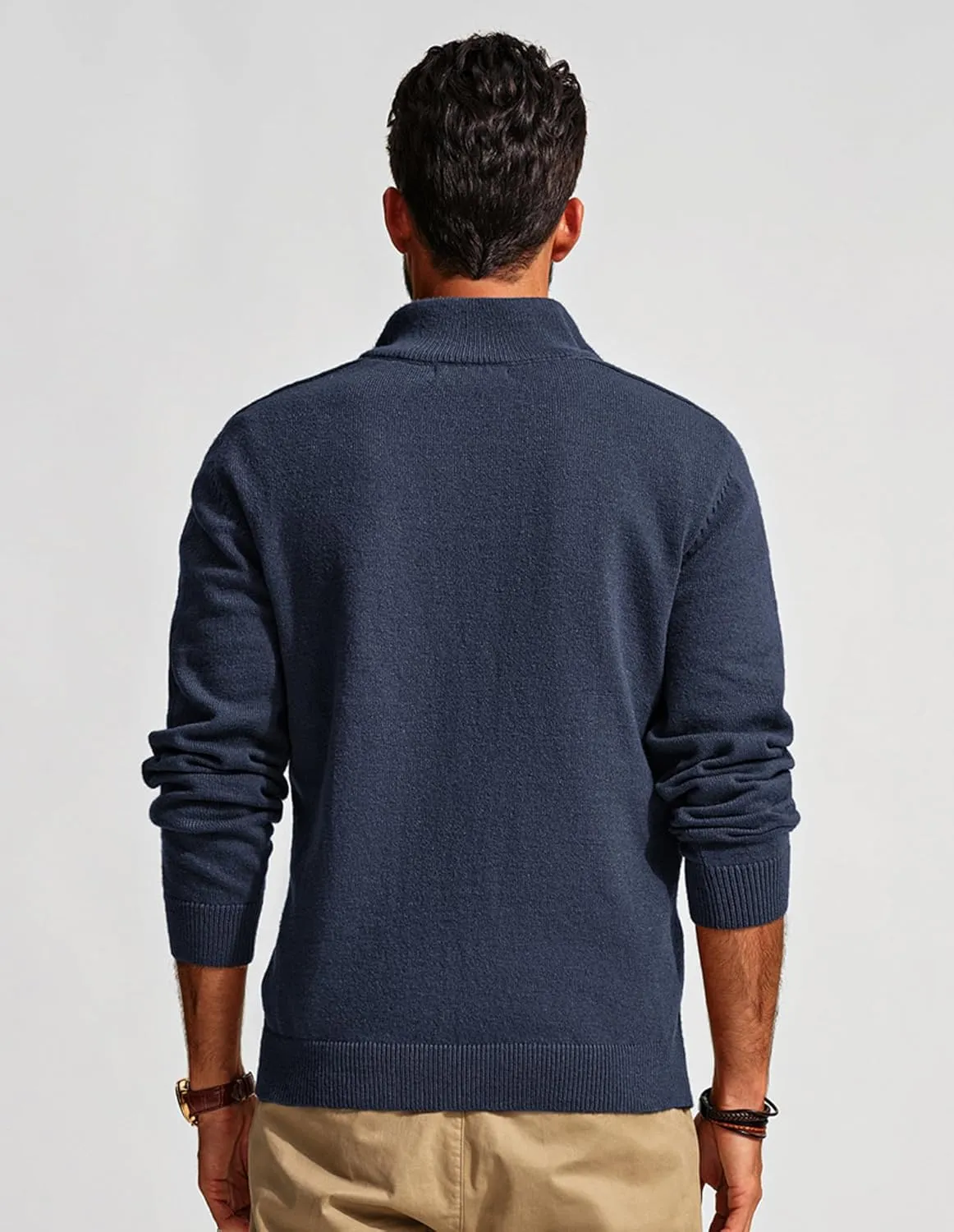 PJ PAUL JONES Mens Quarter Zip Pullover Sweaters Casual Slim Fit Knit Texture Sweater