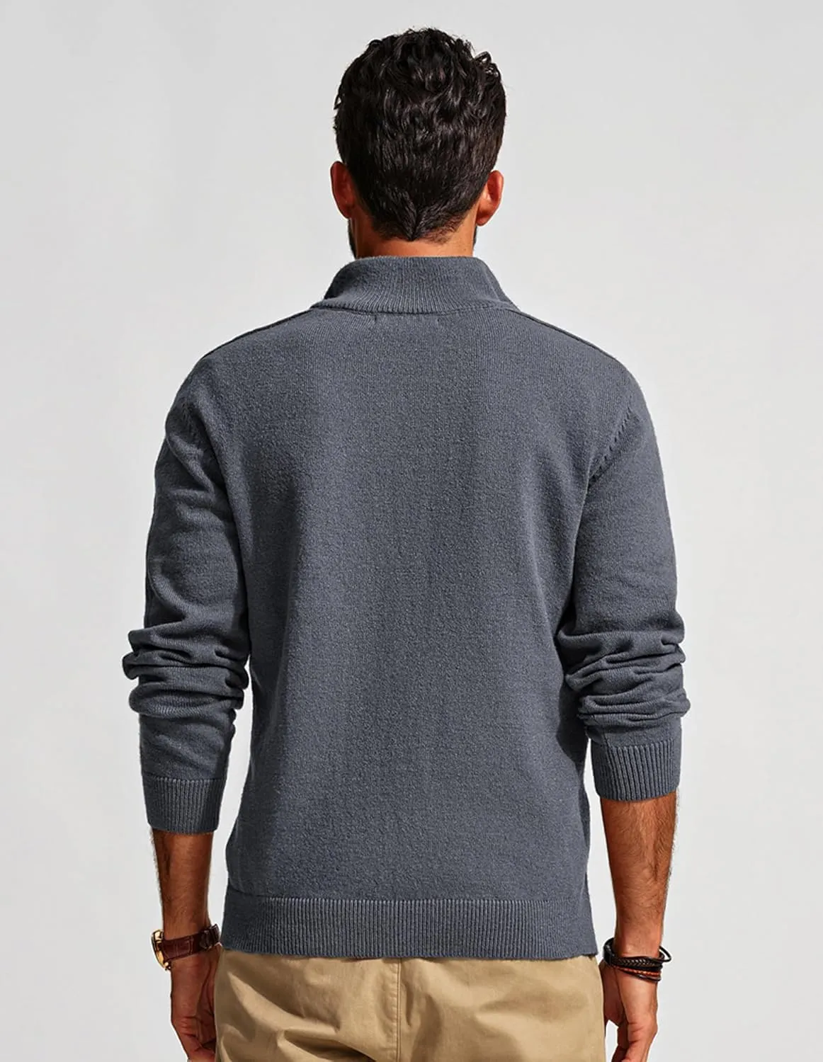 PJ PAUL JONES Mens Quarter Zip Pullover Sweaters Casual Slim Fit Knit Texture Sweater