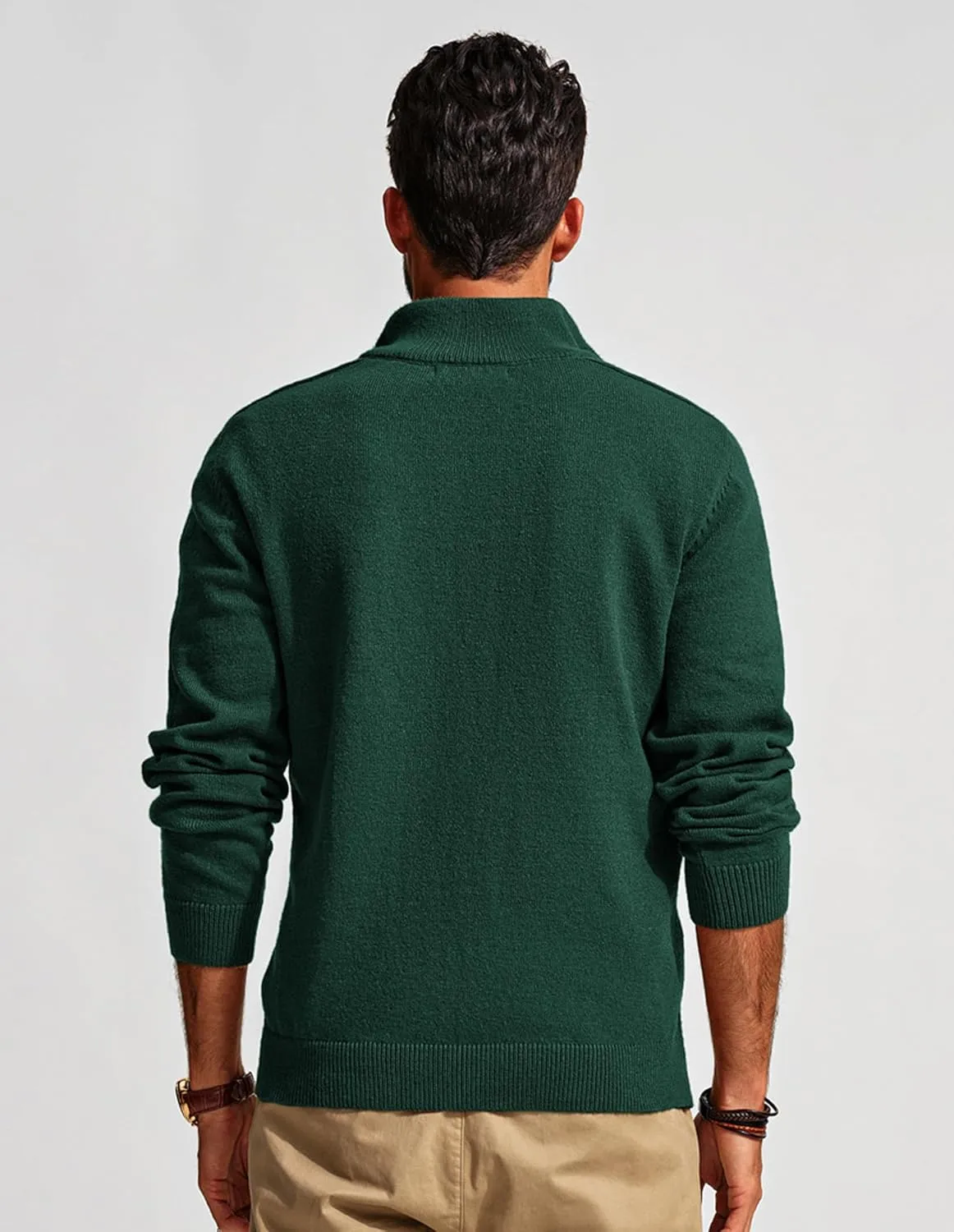 PJ PAUL JONES Mens Quarter Zip Pullover Sweaters Casual Slim Fit Knit Texture Sweater