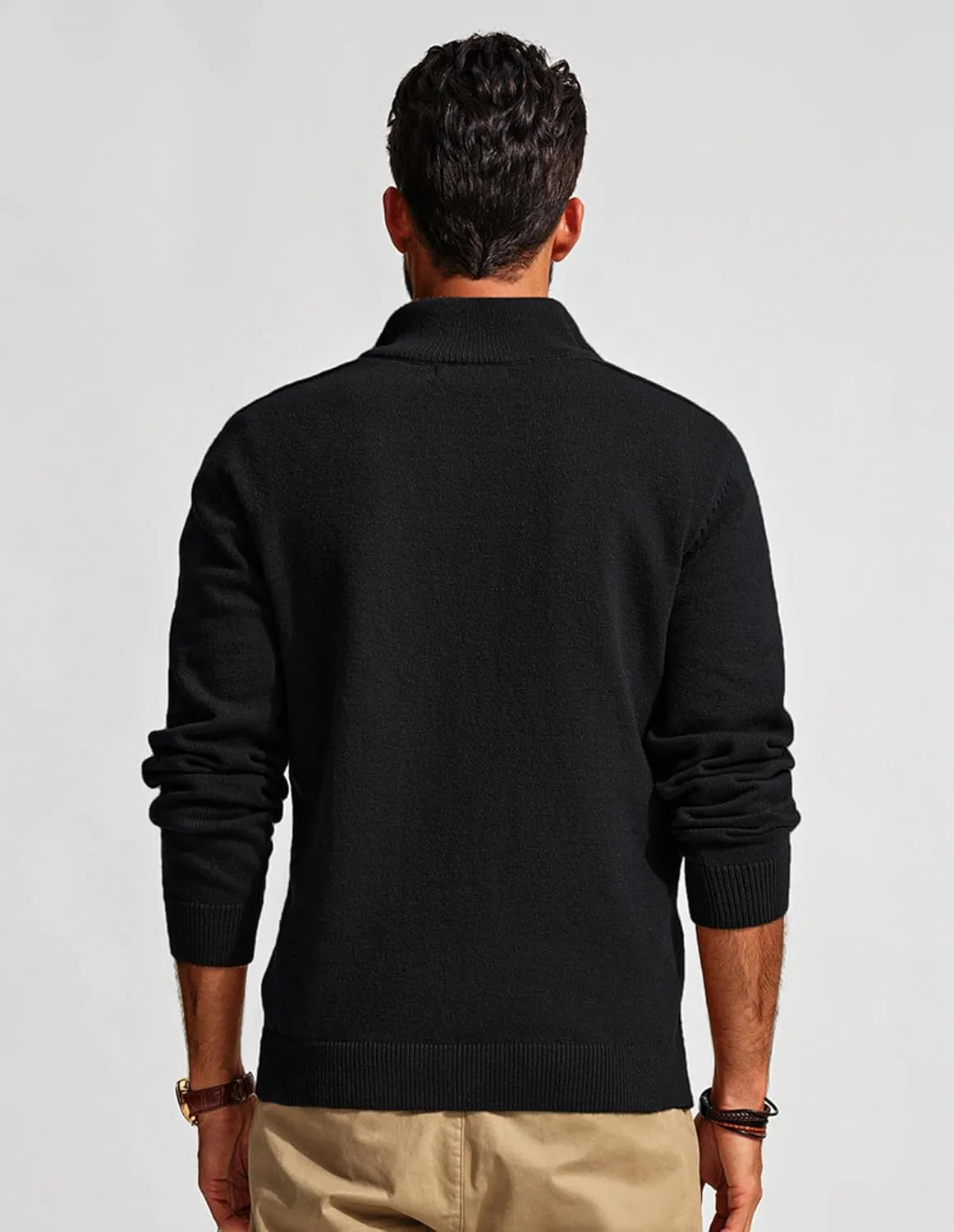 PJ PAUL JONES Mens Quarter Zip Pullover Sweaters Casual Slim Fit Knit Texture Sweater