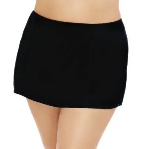 PL-CRBTM-BK - Wholesale Women's Plus Solid Black Swim Skirt