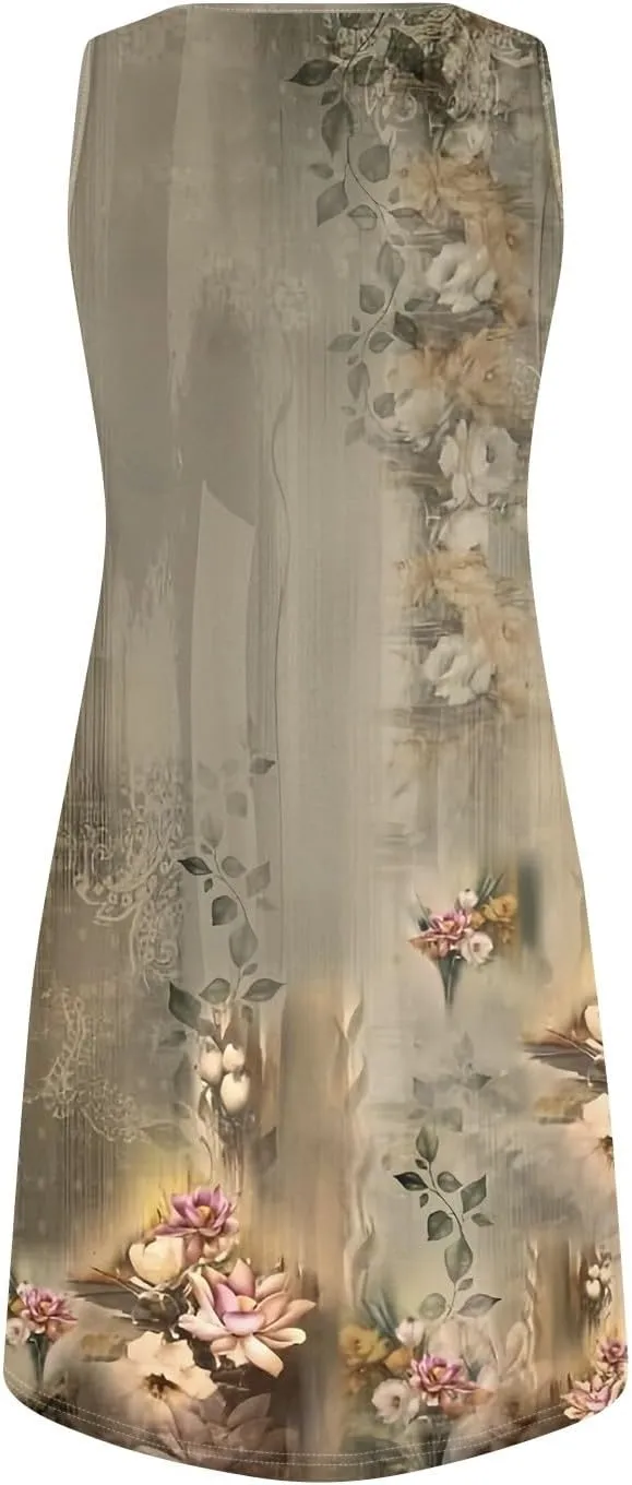 Plus Size Sleeveless Trendy Sundress Ladies Summer Fitness V Neck Comfortable Dresses for Women Loose Fitting