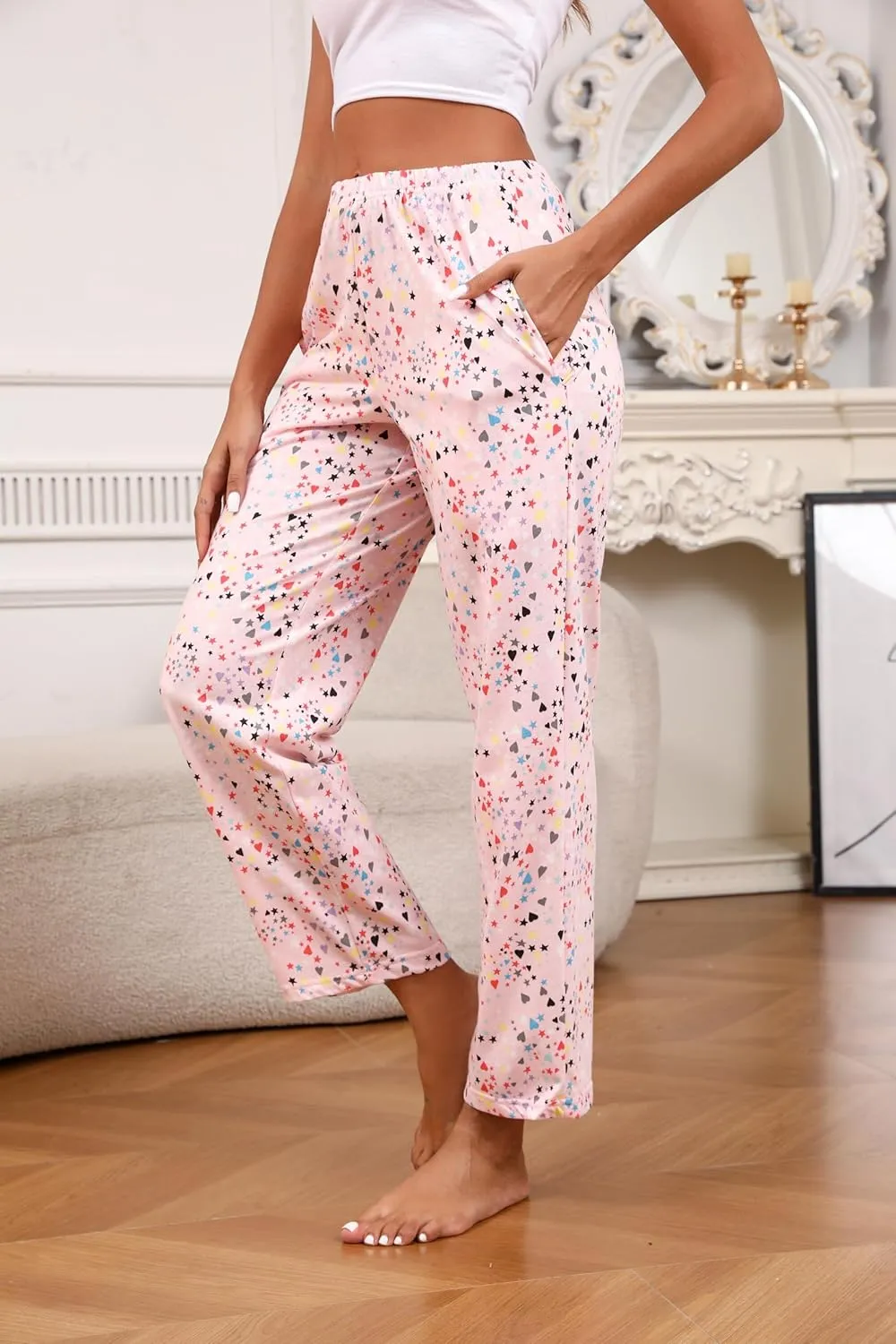 PNAEONG Pajama Pants Women 3 Pack Soft Cotton Lounge Pants Comfy Casual Pajama Bottoms with Elastic Waistband & Pockets