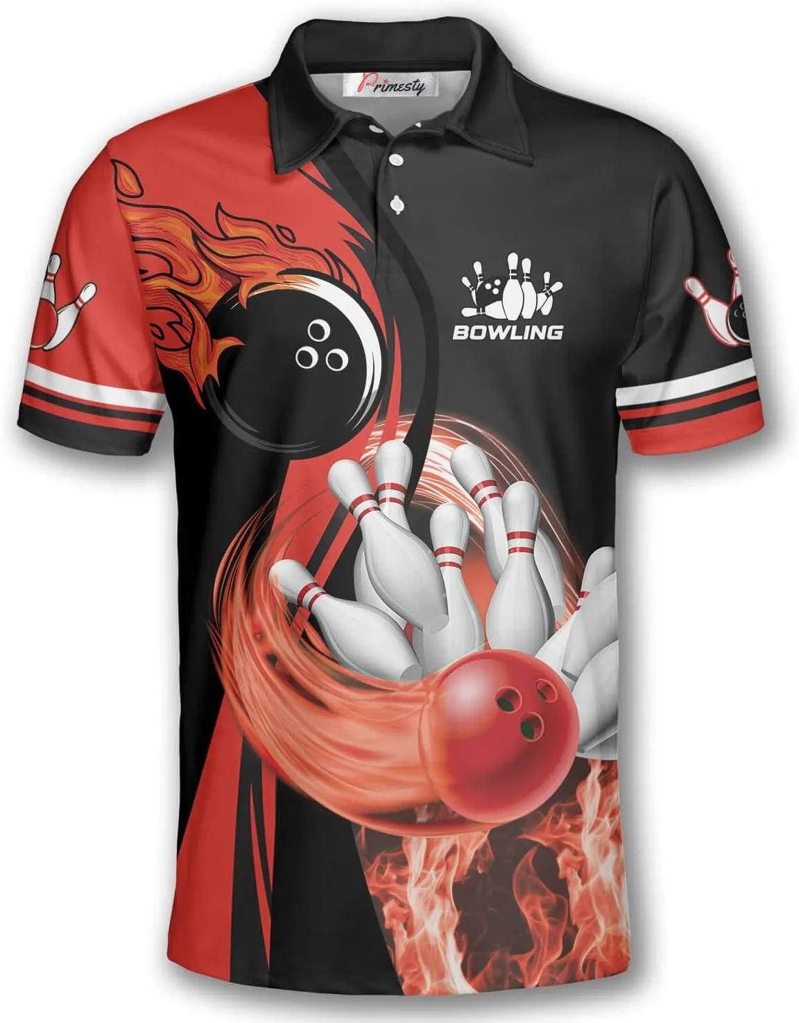 PRIMESTY Bowling Shirts Gift for Bowling Lover, Bowling Shirt for Men Women Polo Team 3D Unisex Jersey Short Sleeve Funny