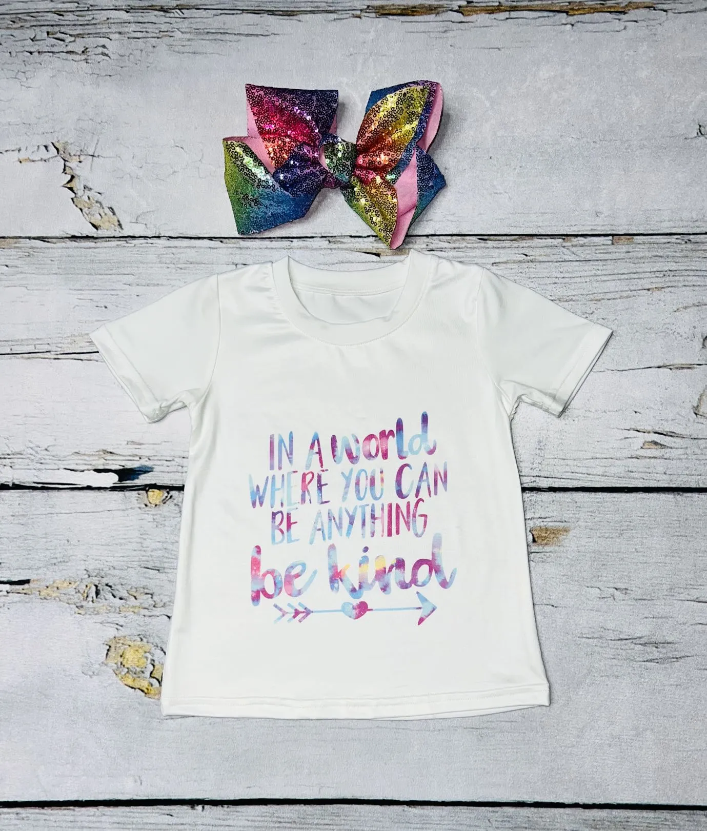 "In a world where you can be anything-Be kind" multicolor 2pc set DLH1215-11