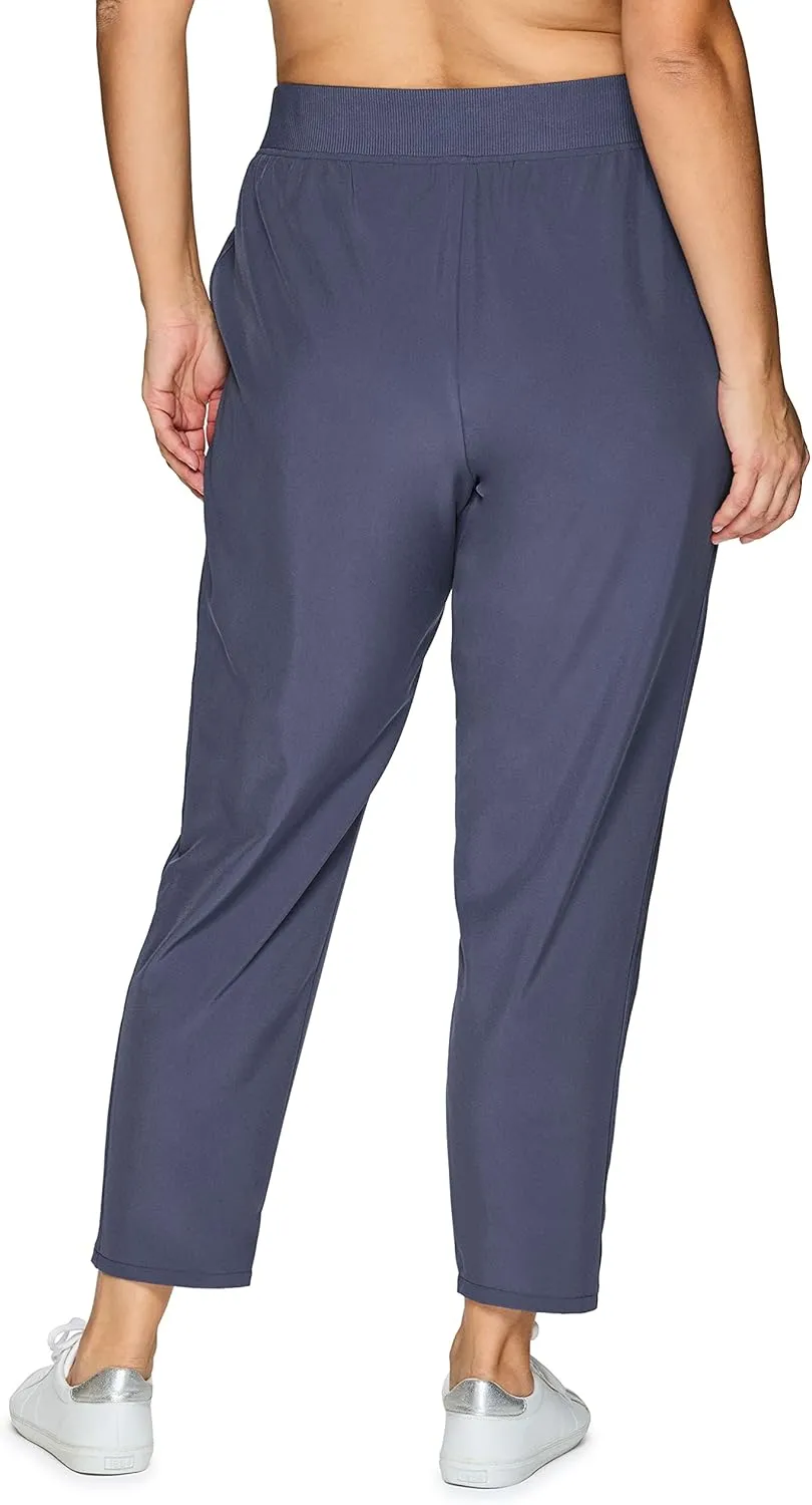 RBX Women's Plus Size Ankle Pant with Pockets Lightweight Quick Drying Woven Weekend Pants