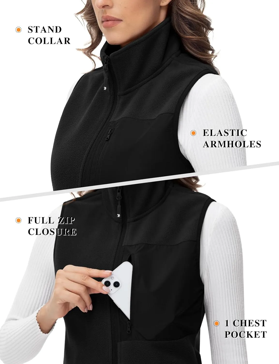 Rdruko Women's Fleece Vest Lightweight Warm Outerwear Sleeveless Jacket with 5 Pockets for Fall & Winter