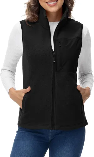 Rdruko Women's Fleece Vest Lightweight Warm Outerwear Sleeveless Jacket with 5 Pockets for Fall & Winter