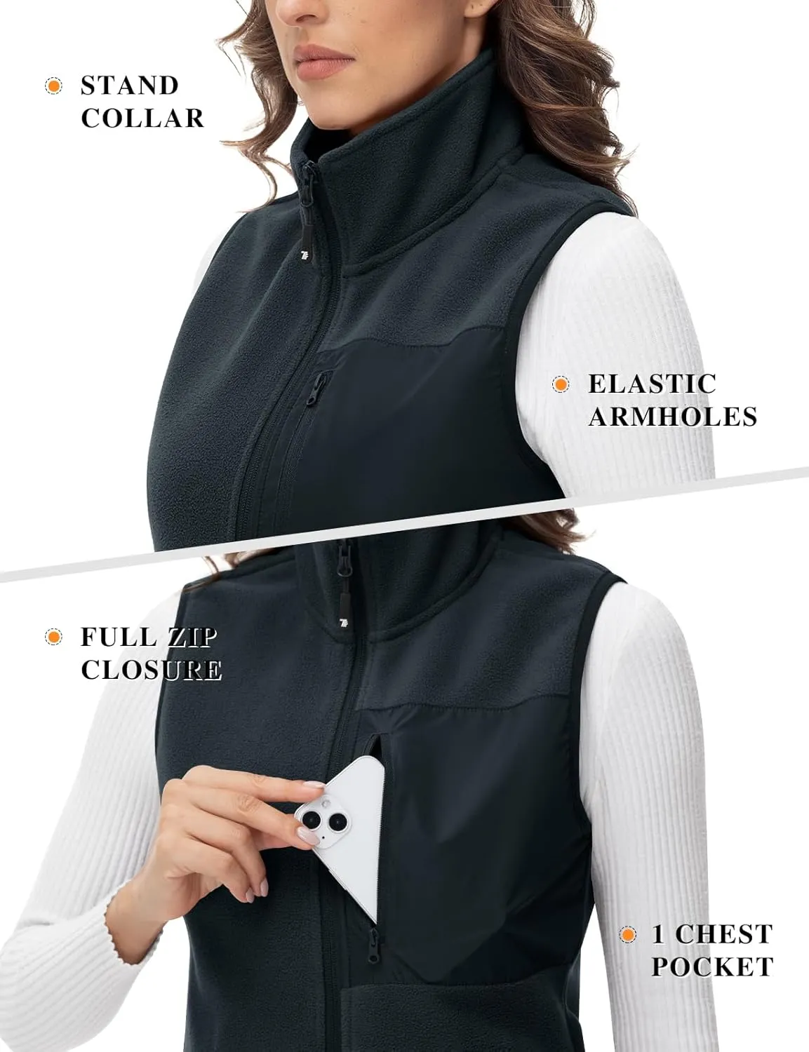 Rdruko Women's Fleece Vest Lightweight Warm Outerwear Sleeveless Jacket with 5 Pockets for Fall & Winter