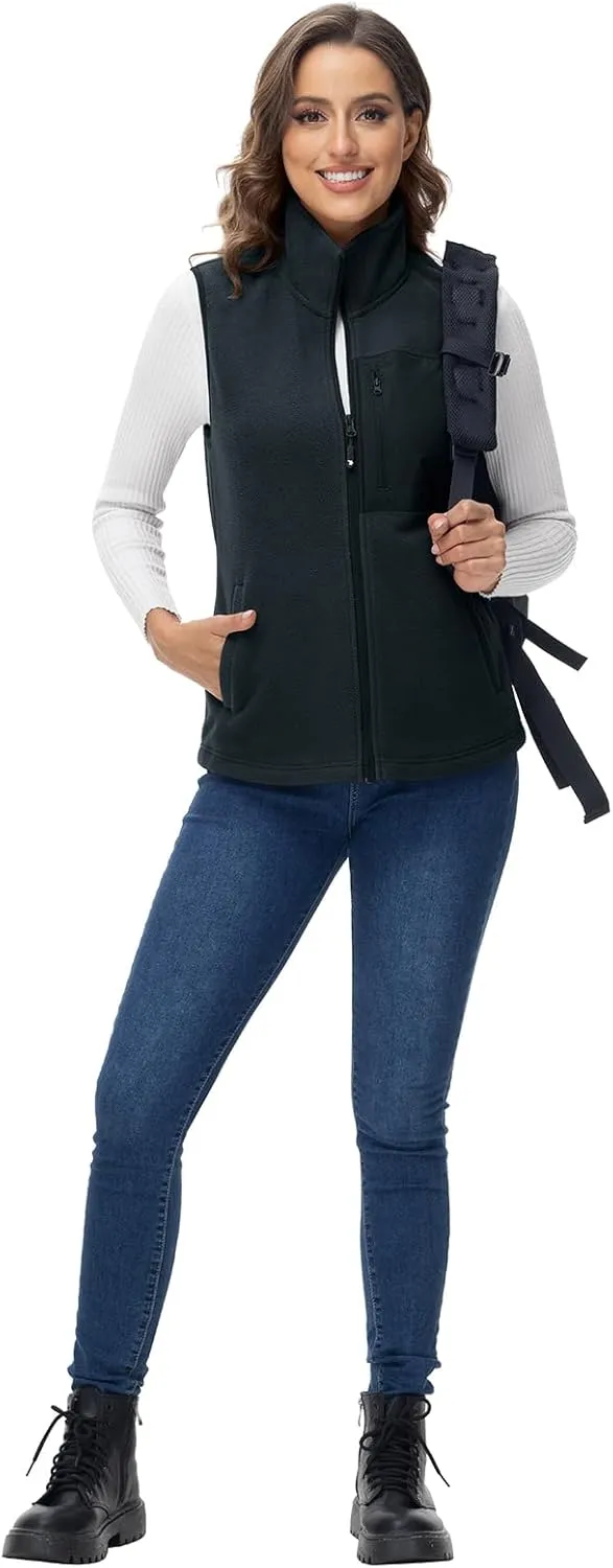 Rdruko Women's Fleece Vest Lightweight Warm Outerwear Sleeveless Jacket with 5 Pockets for Fall & Winter