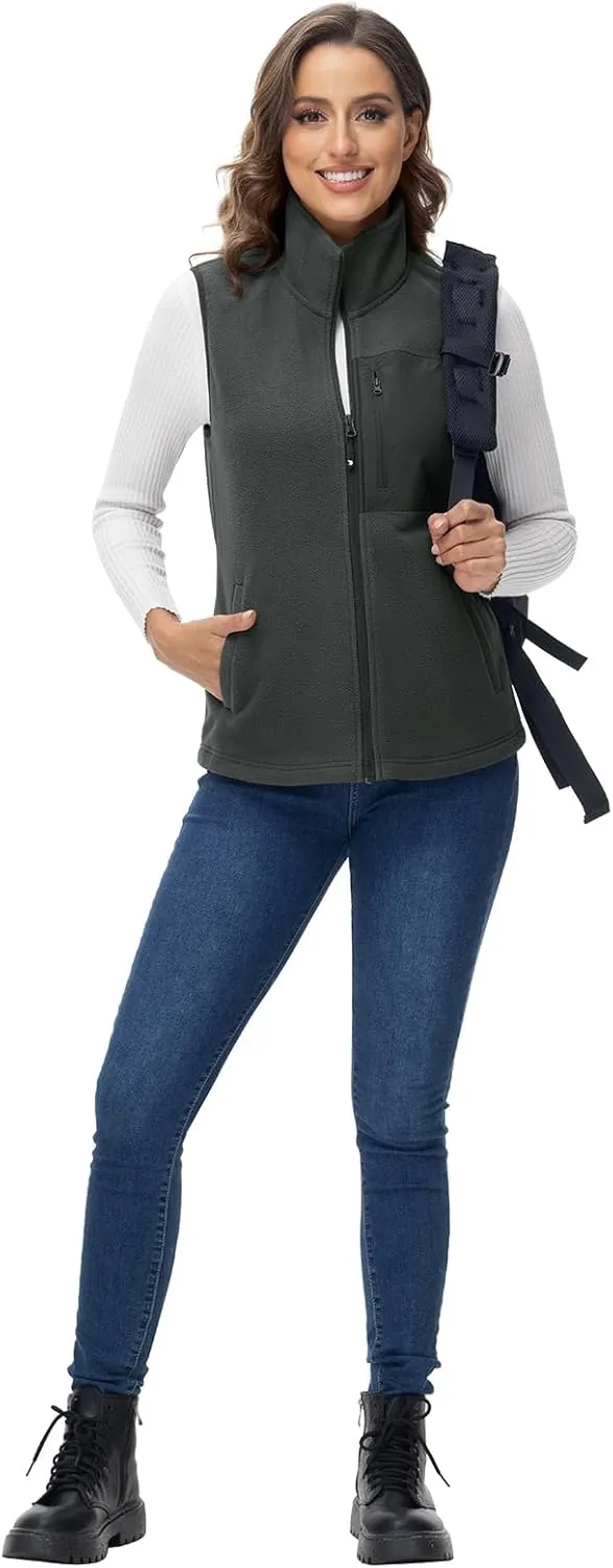 Rdruko Women's Fleece Vest Lightweight Warm Outerwear Sleeveless Jacket with 5 Pockets for Fall & Winter