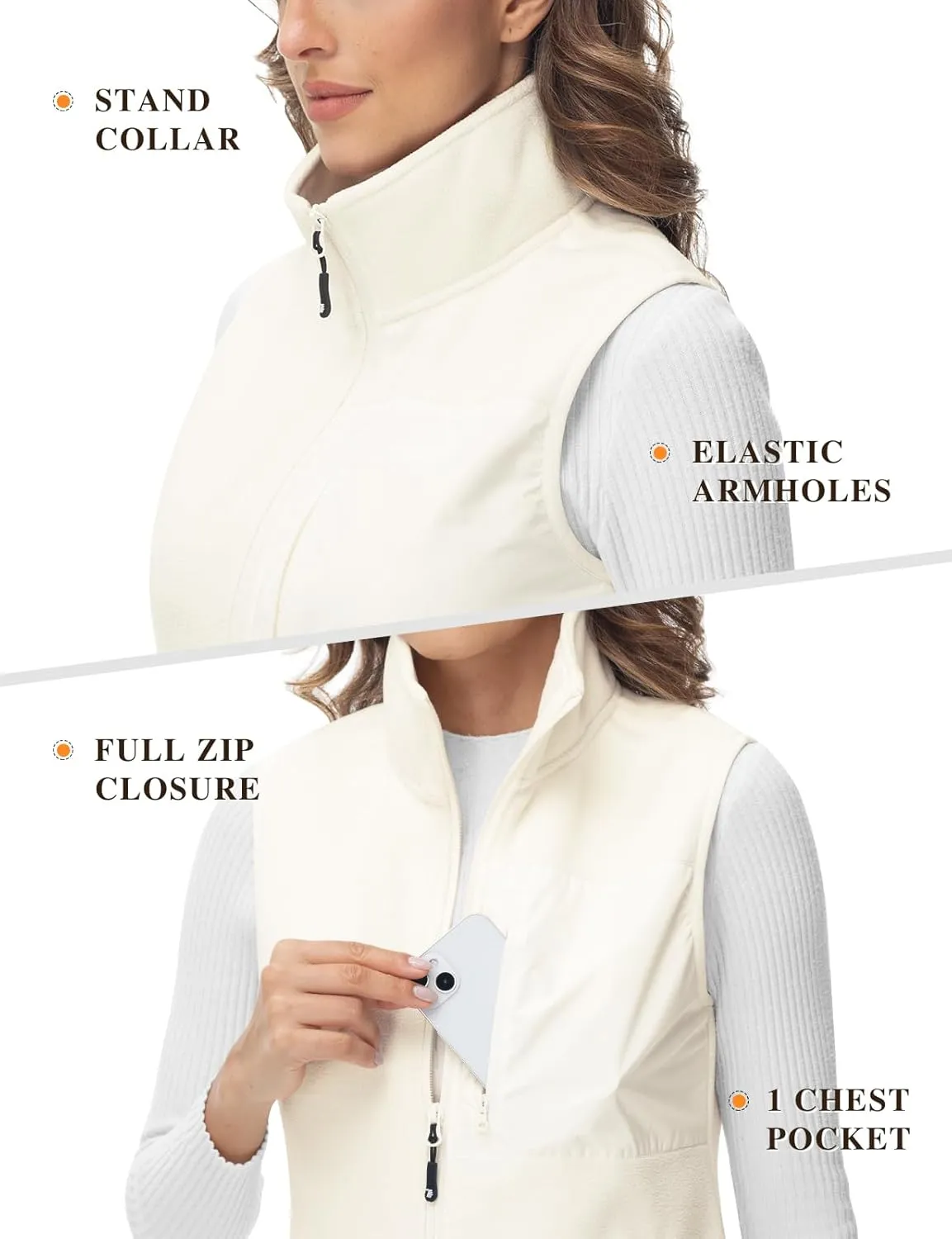 Rdruko Women's Fleece Vest Lightweight Warm Outerwear Sleeveless Jacket with 5 Pockets for Fall & Winter