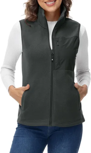 Rdruko Women's Fleece Vest Lightweight Warm Outerwear Sleeveless Jacket with 5 Pockets for Fall & Winter